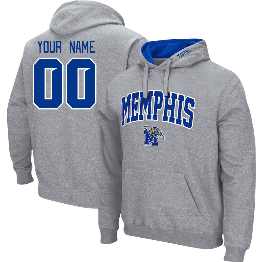 Custom Memphis Tigers Name And Number College Hoodie-Gray - Click Image to Close